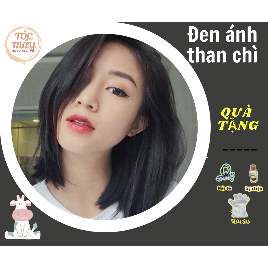 Một bộ thuốc nhuộm tóc màu Đen ánh than chì + tặng oxy trợ nhuộm (tặng kèm gang tay và HDSD)