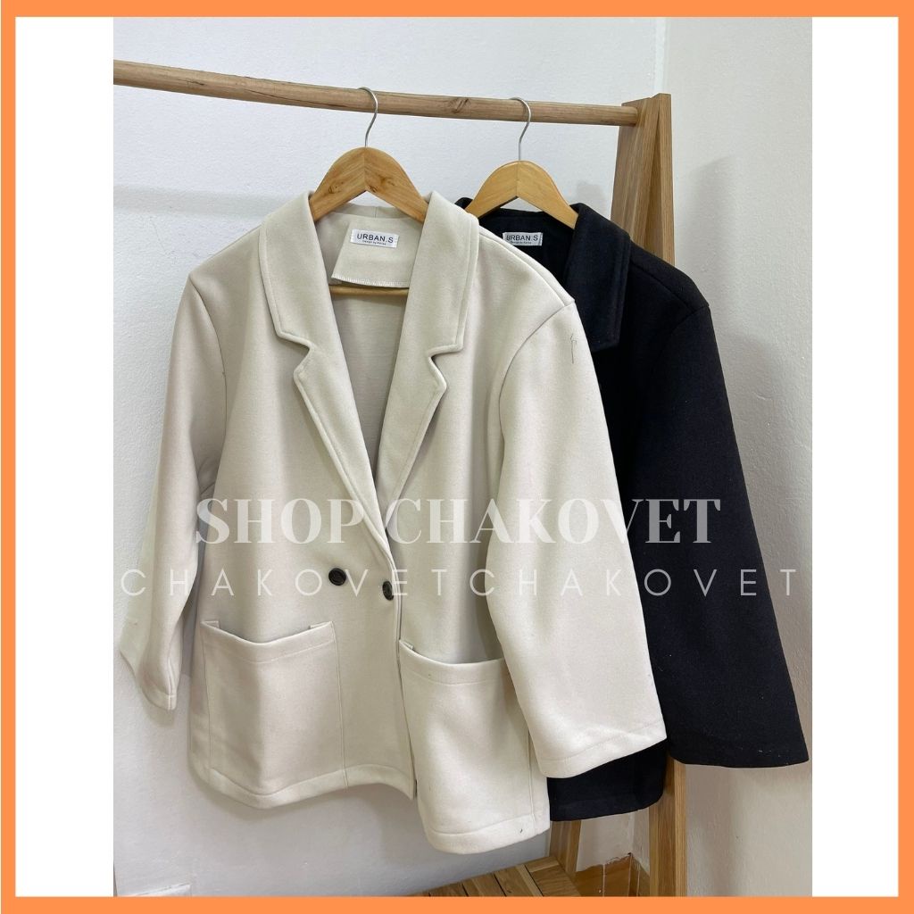 Áo dạ nữ 1 lớp dầy dặn form rộng AD8120, kiểu áo blazer dạ trơn thiết kế 2 cúc túi hộp cổ vest đẹp cá tính sang chảnh