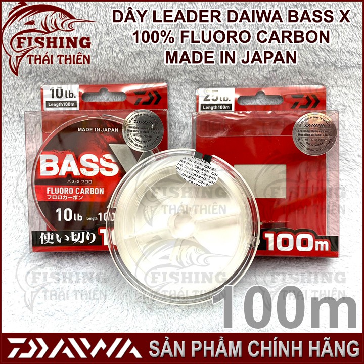 Dây Câu Cá Leader Daiwa Bass X 100% Fluoro Carbon Cuộn 100m Made In Japan