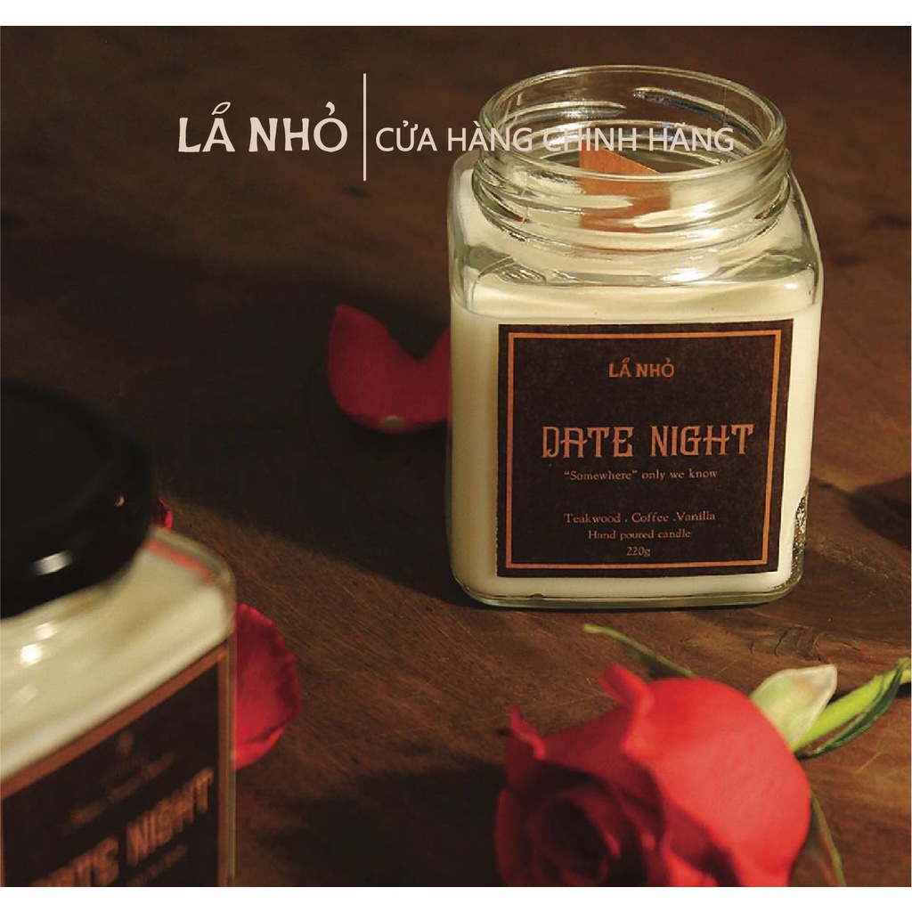 Nến thơm Handmade Candle LÁ NHỎ Date Night (Gỗ Teak + Coffee + Vanilla) Trầm Ấm