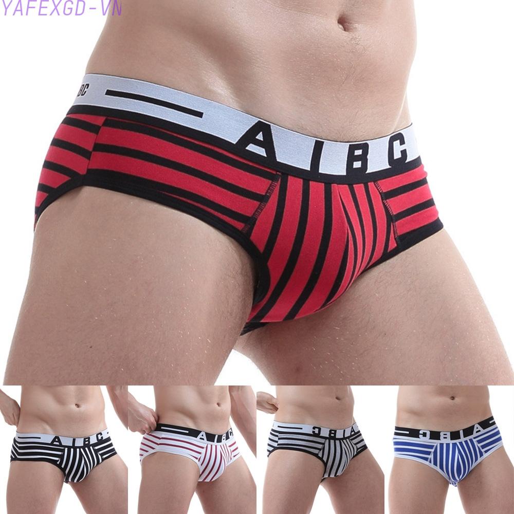 Men Sexy Stripe Low Waist Pouch Enhancing Sheer Underwear Brief Underpants hot sale good quality