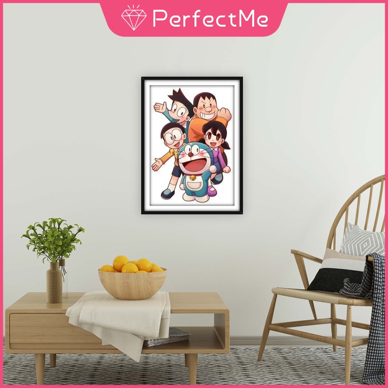 Bộ tranh đính đá 5D họa tiết hoạt hình Doraemon độc đáo DIY ​Tranh nghệ thuật treo tường trang trí kích thước 30 X 40cm