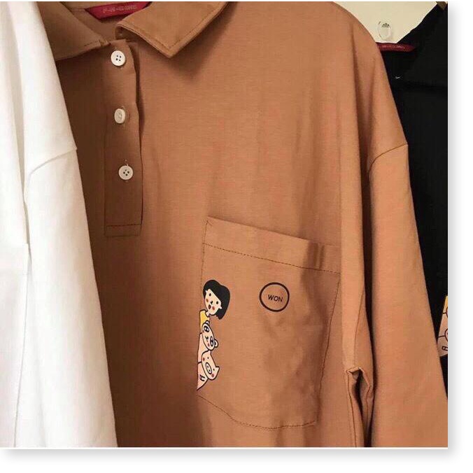 áo thun unisex cổ bẻ, form rộng, tay lỡ - hàng bao giặt máy NGỌC HÂN FASHION