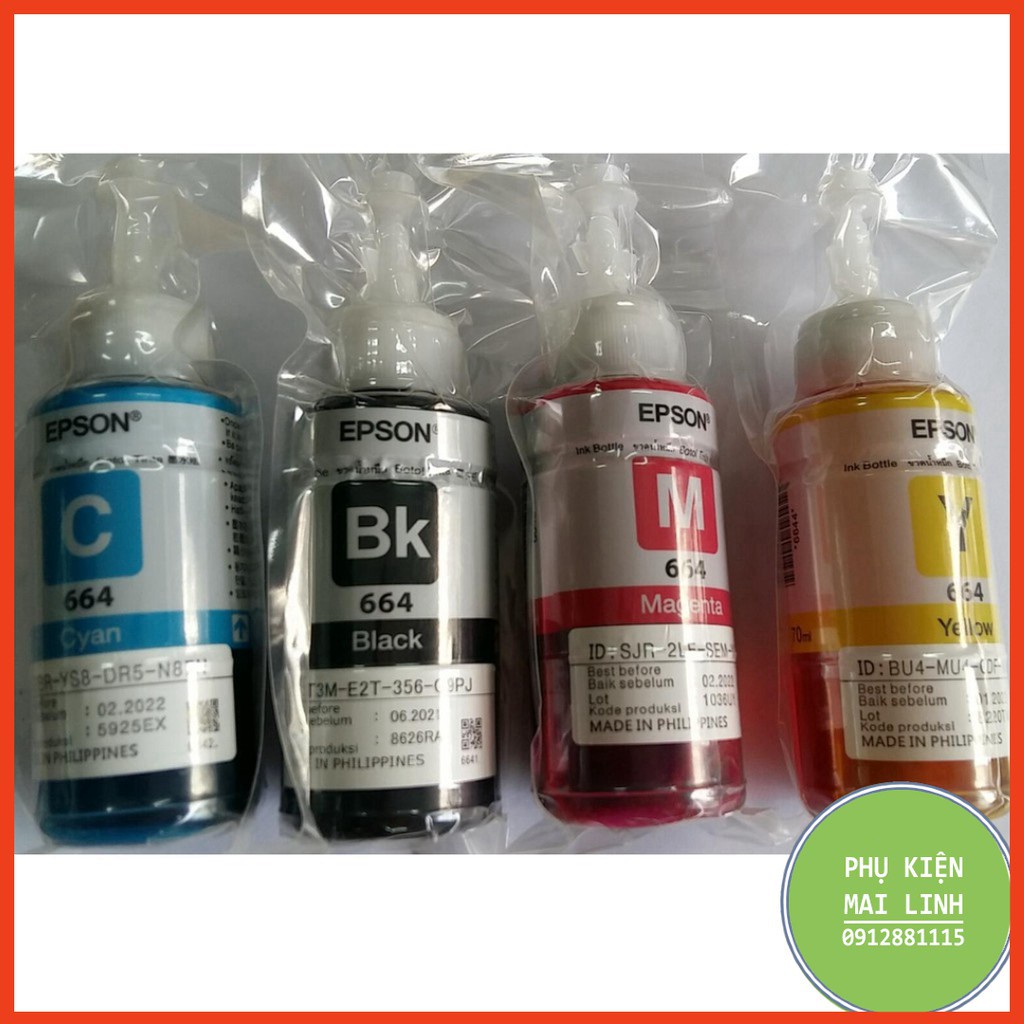 Bộ Mực in Epson T664 L300 / L310 / L350 / L360 / L1300 / L100 / L120 / L200 / L210 / L565 nhập khẩu
