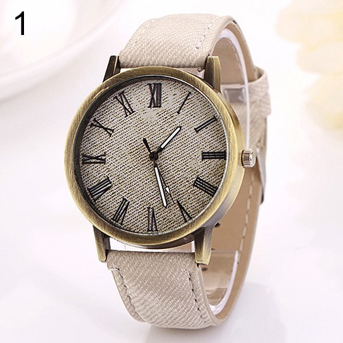 Đồng hồ mặt tròn dây đeo denim cổ điển cho nam/nữ | BigBuy360 - bigbuy360.vn