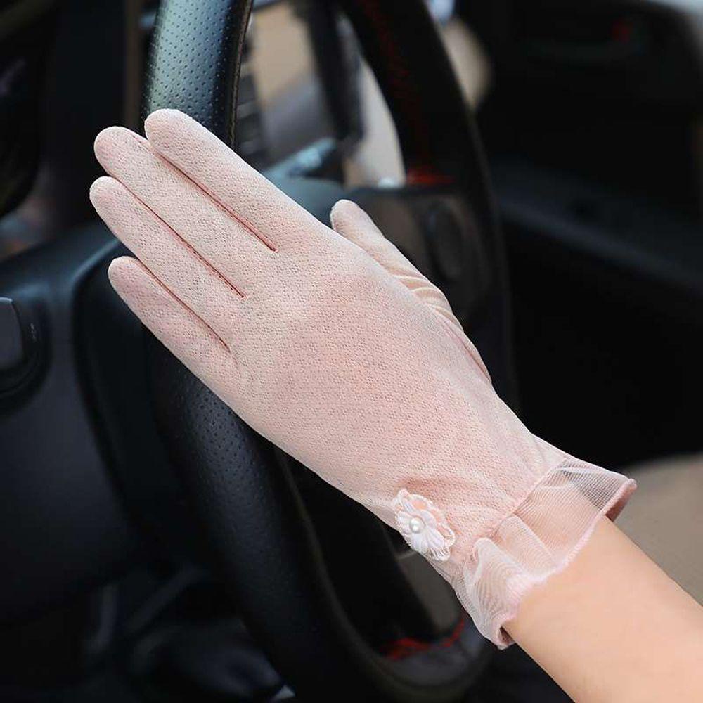 Găng Tay Lái Xe Ngắn Chống Nắng Chạm Màn Hình Cảm Ứng In Hoa Đơn Giản Cho Nữ