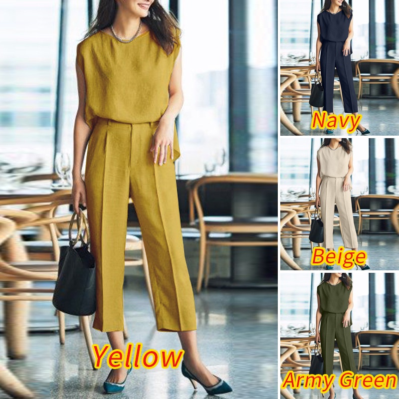 Bộ áo thun không tay và quần short ZANZEA thời trang dành cho nữ