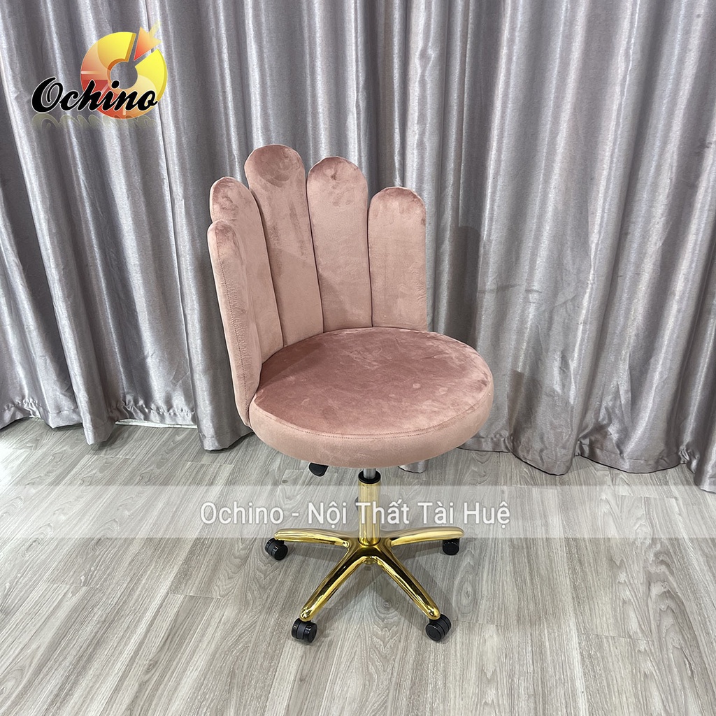 Ghế Trang Điểm Xoay, Ghế Xoay Học Sinh Bánh Xe Chân Vàng Sao Cao Cấp Mẫu Sò Múi Phong Cách Bắc Âu (Hình Thật Shop Chụp)