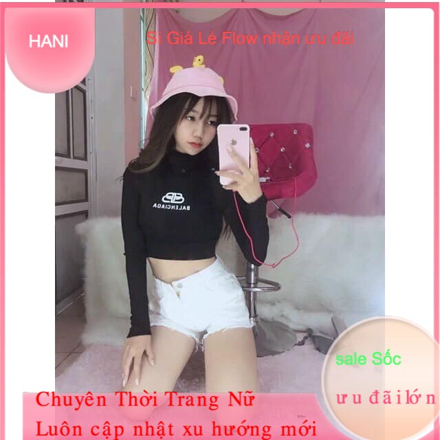 ÁO CROPTOP CỔ LỌ BALEN,Áo Thun Tay Lỡ , Tay Ngắn dáng ôm