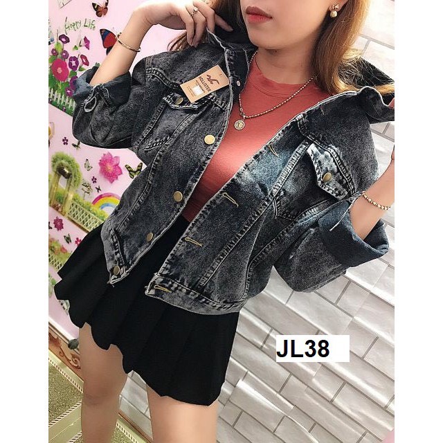 Áo khoác jean nữ có nón màu xám đen, áo khoác bò có nón phong cách siêu ngầu chất liệu denim cao cấp - Lari jean