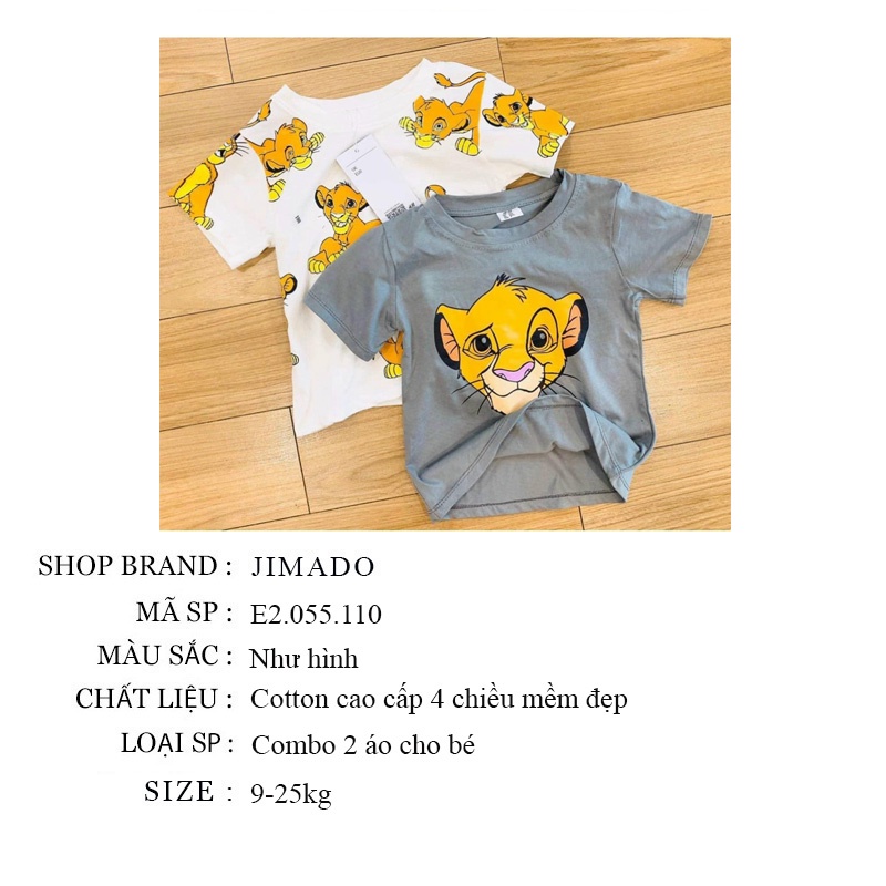 Áo thun bé trai gái Set 2 phông cộc ngắn tay chất cotton 4 chiều mềm mịn hàng cao cấp JIMADO E2.055.110