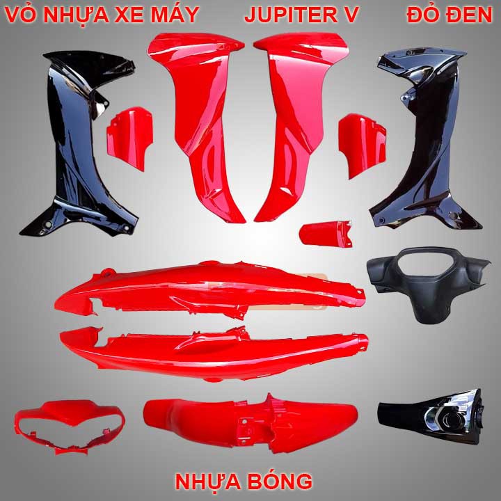 Vỏ nhựa xe máy Yamaha Jupiter V - nhựa TRẮNG CAO CẤP (LOẠI 1) màu ĐỎ CỜ