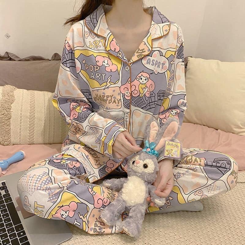 (Hàng có sẵn ) Đồ Bộ Pijama Dài Tay,Đồ Ngủ Mặc Tại Nhà Nữ Phong Cách Hàn Quốc | BigBuy360 - bigbuy360.vn