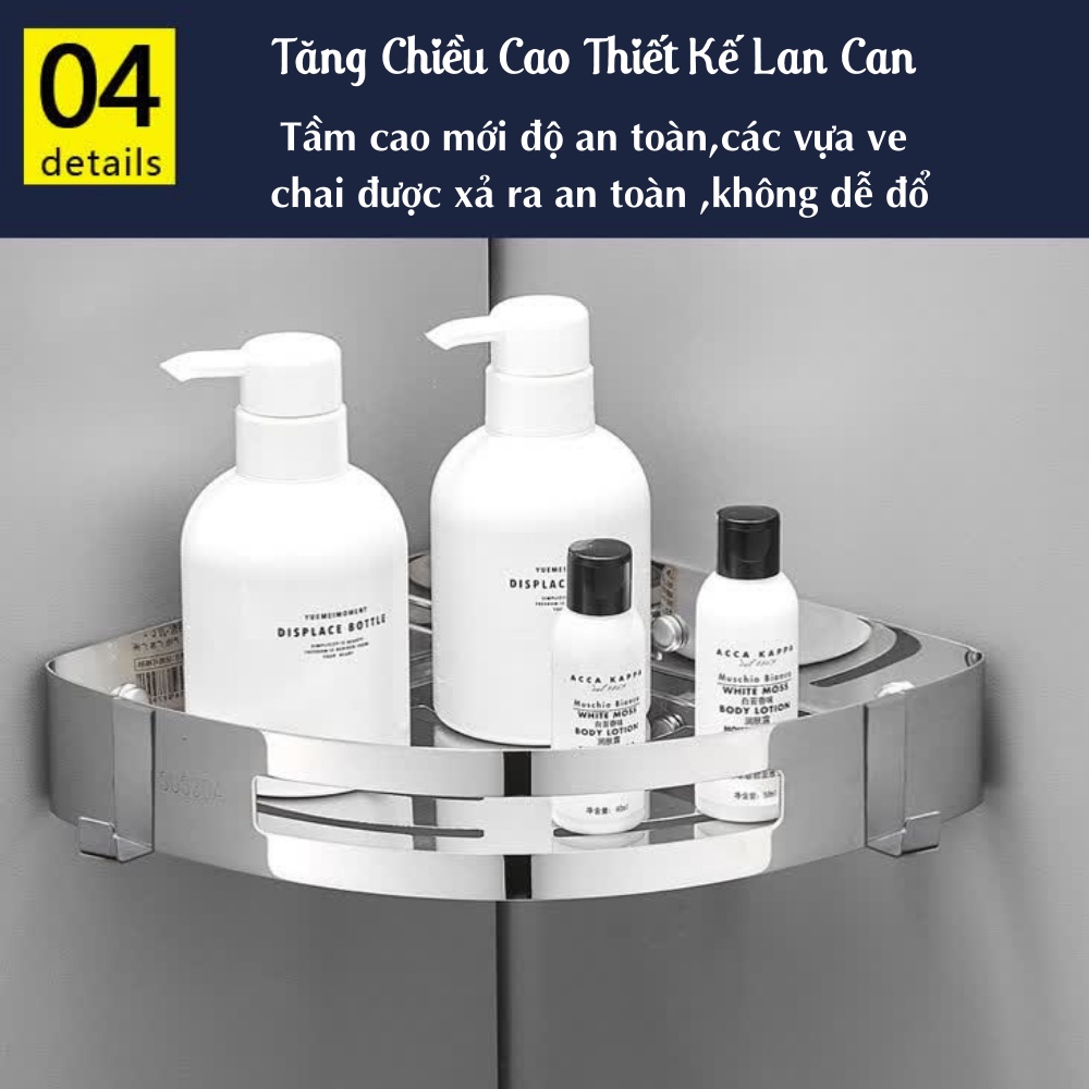 Kệ Nhà Tắm, Kệ Góc Nhà Tắm Inox Dán Tường Không Cần Khoan Đục THANH XUÂN 98