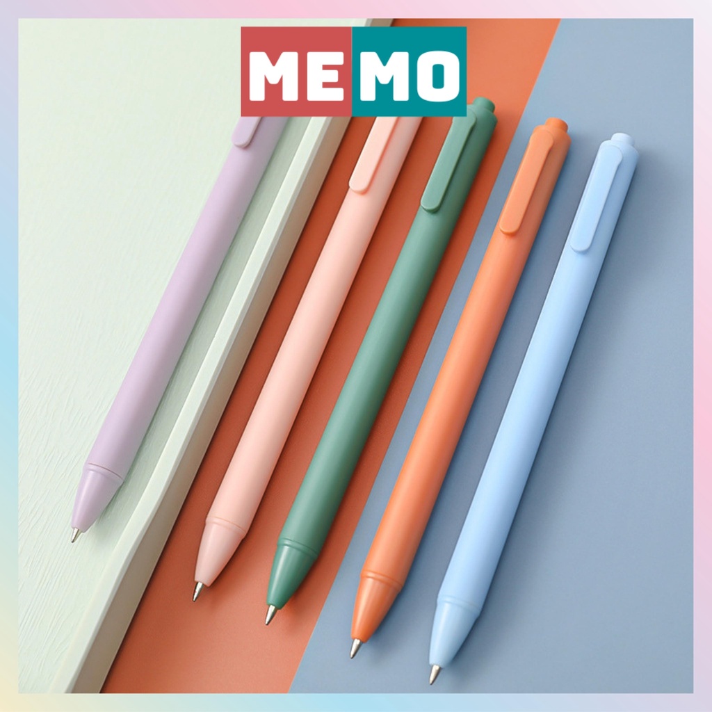 Bút bi gel mực đen vỏ màu macaron đầu 0,05mm MEMO