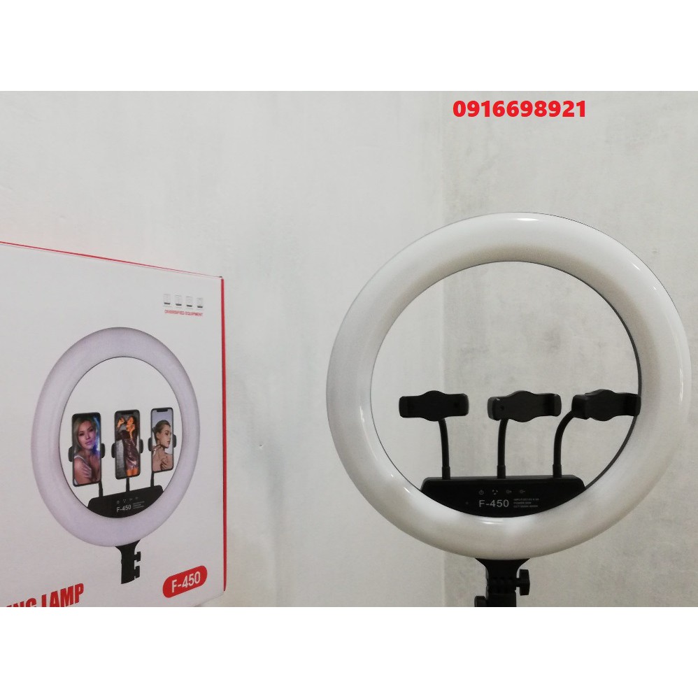 Đèn live stream 45cm 3 kẹp điện thoại KHÔNG CHÂN LiveStream, makeup, phun săm