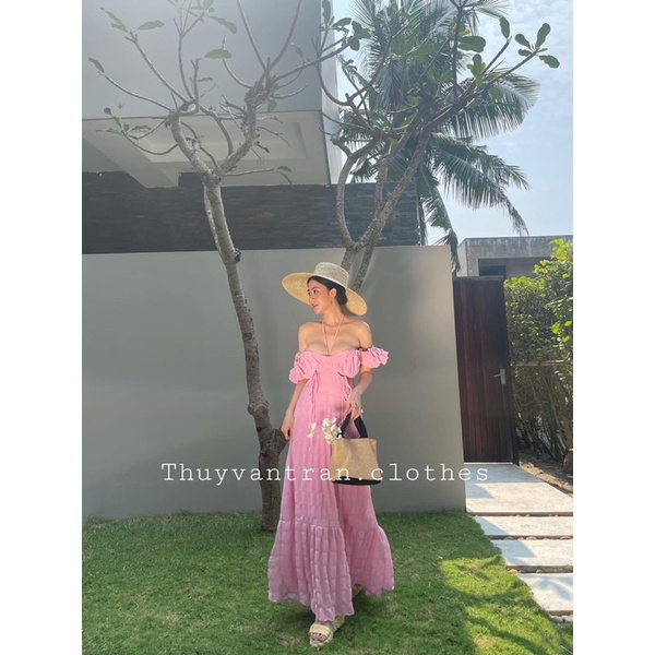 ĐẦM MAXI CUTOUT LƯNG VIỀN BÈO