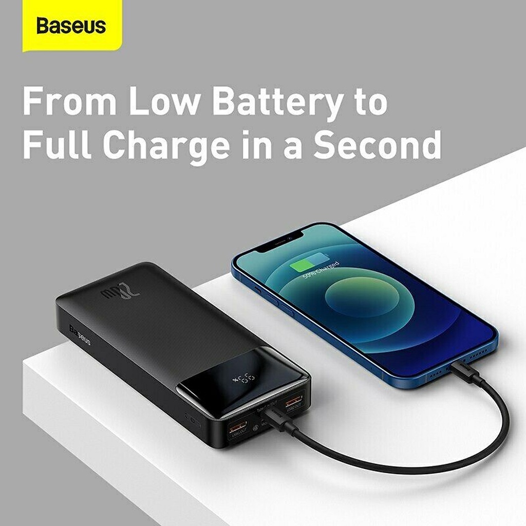 Sạc Dự Phòng Baseus 20W Bipow Digital Display Power Bank 10.000mAh - Black - Hàng chính hãng