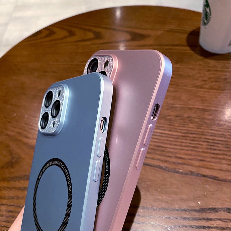 Ốp Điện Thoại Nhựa Cứng Kim Tuyến Có Tấm Phim Bảo Vệ Camera Cho iPhone 12 13 Pro Max