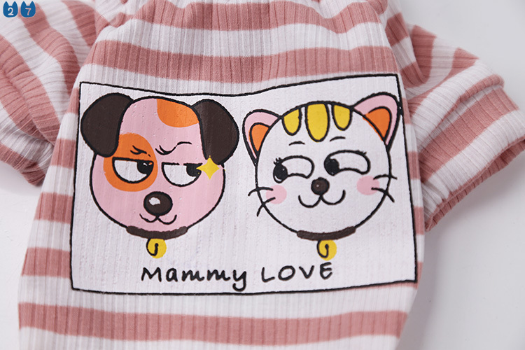 Bộ Áo Liền Quần Cotton Mềm Mại Họa Tiết Sọc Ngang 27G Thời Trang Cho Thú Cưng