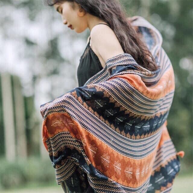 [Hàng Loại 1] Khăn Boho Vintage Gam Nâu Phong Cách Trung Đông