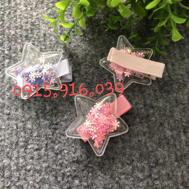 Set 2 kẹp mái ngôi sao trong suốt, Kẹp Tóc Ngôi Sao