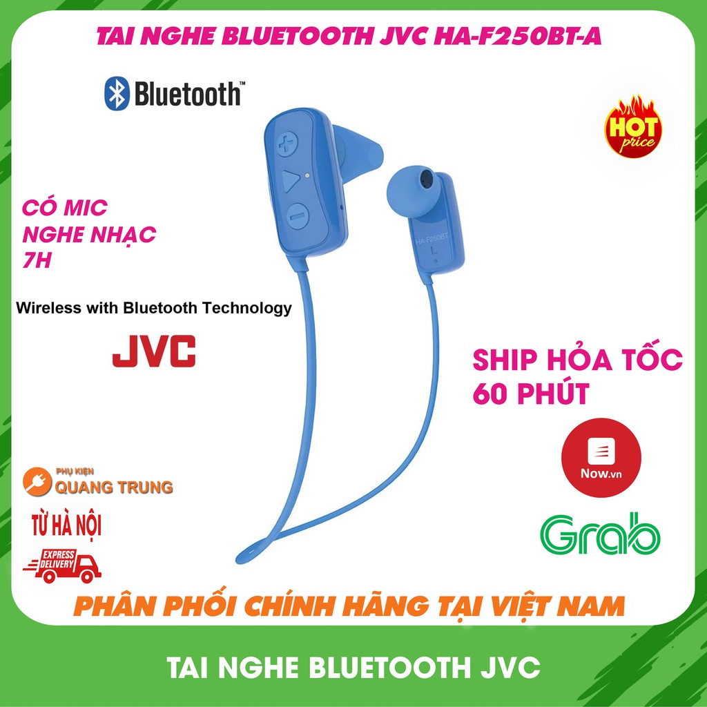 Tai nghe bluetooth JVC HA-F250BT-A,pin lên đến 7h,kháng nước