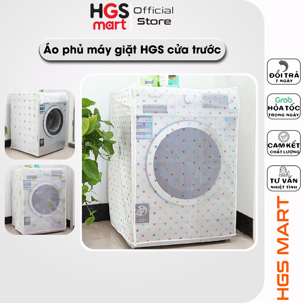 Áo phủ bảo vệ máy giặt HGS chống bám bụi kích thước 56x60x83 và 56x54x86 dùng cho máy cửa trên và cửa trước | mã GD074