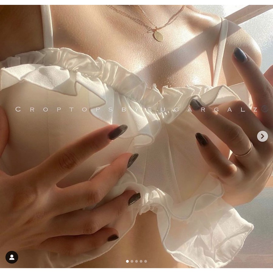 Áo croptop kiểu hai dây cúp ngực viền bèo nhún kèm mút gọng chắc chẳn - Sugargalz thiết kế