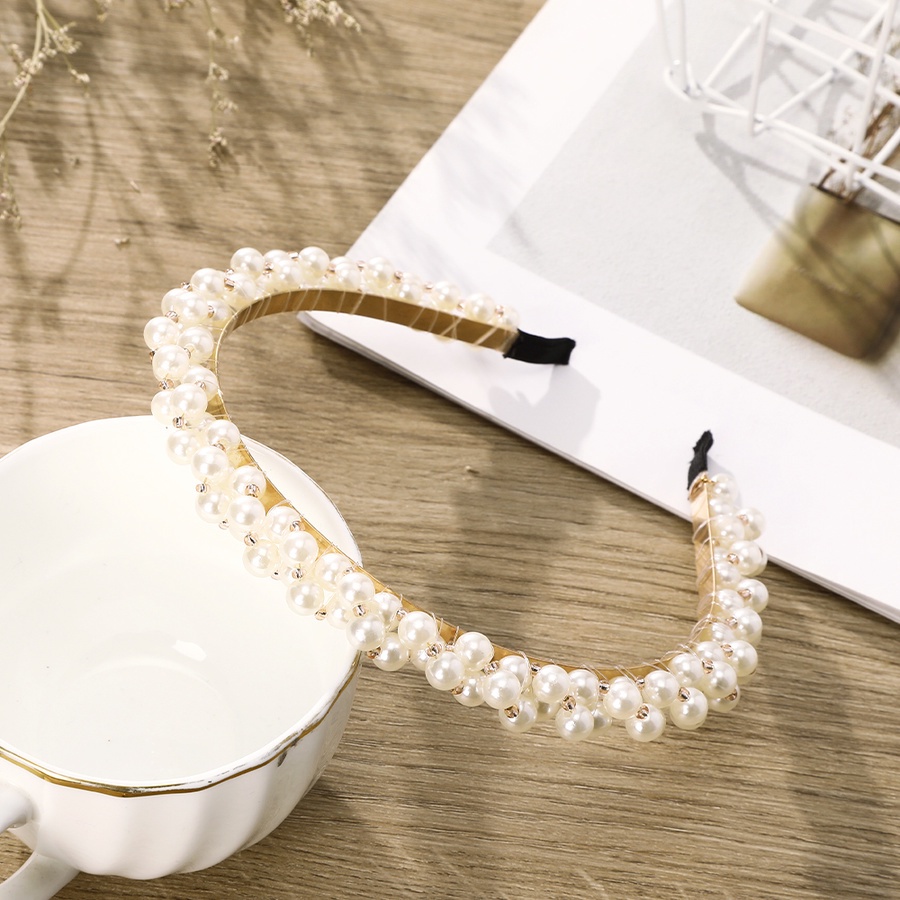 Băng Đô Cài Tóc Hình Vỏ Sò Bằng Hợp Kim Mỏng Đính Ngọc Trai Phong Cách Hàn Quốc Cho Nữ