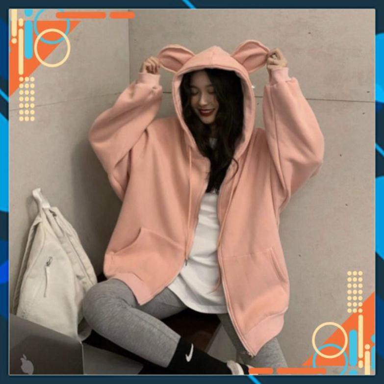 [Form bao Sang] Áo khoác nỉ trơn tai thỏ siêu chất | BigBuy360 - bigbuy360.vn