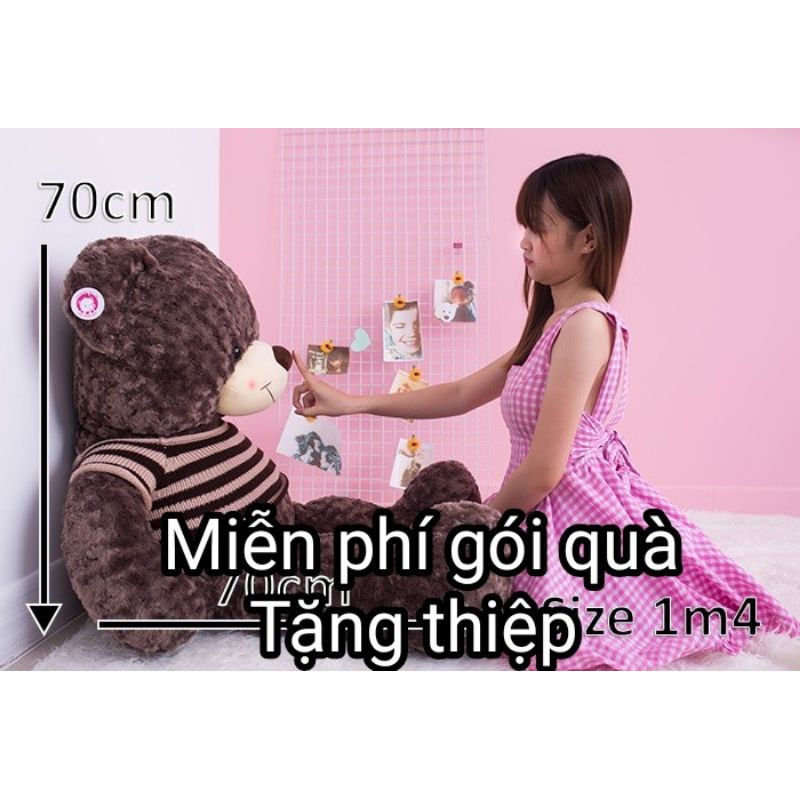 Gấu Teddy size 1m1~1m2 ( cao 95cm ~ 1m) to cân đối, không kéo dài chân