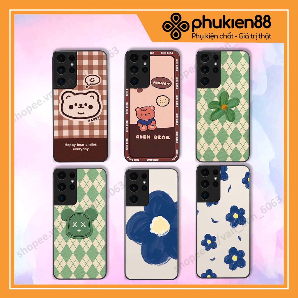 Ốp lưng Samsung S21 Ultra in hình hoa, gấu rich bear nghệ thuật, thời trang