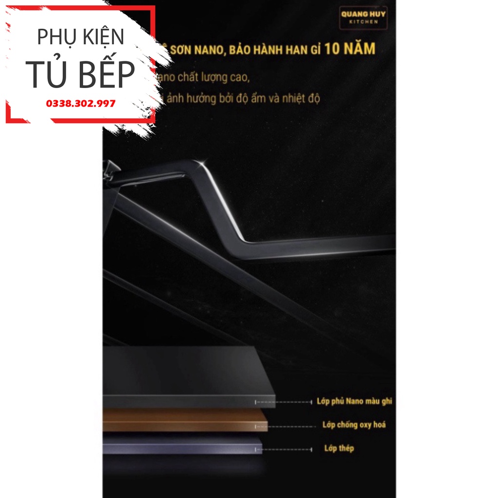 Kệ chén bát tủ bếp dưới inox xám Titan 2023 sơn Nano 2k bảo hành 10 năm không han gỉ nhập khẩu Grob