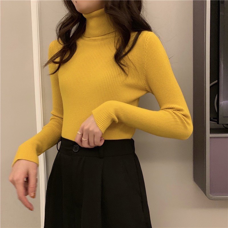 Áo len tăm cổ lọ Quảng Châu , áo len tăm lông thỏ cao cổ 5cm cho nữ KT81