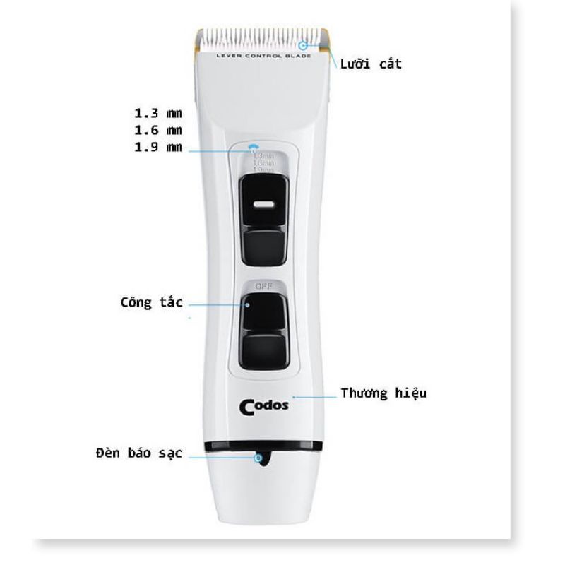 💎 Tông đơ cắt tóc Codos T6  máy hoạt động êm không gây tiếng ồn