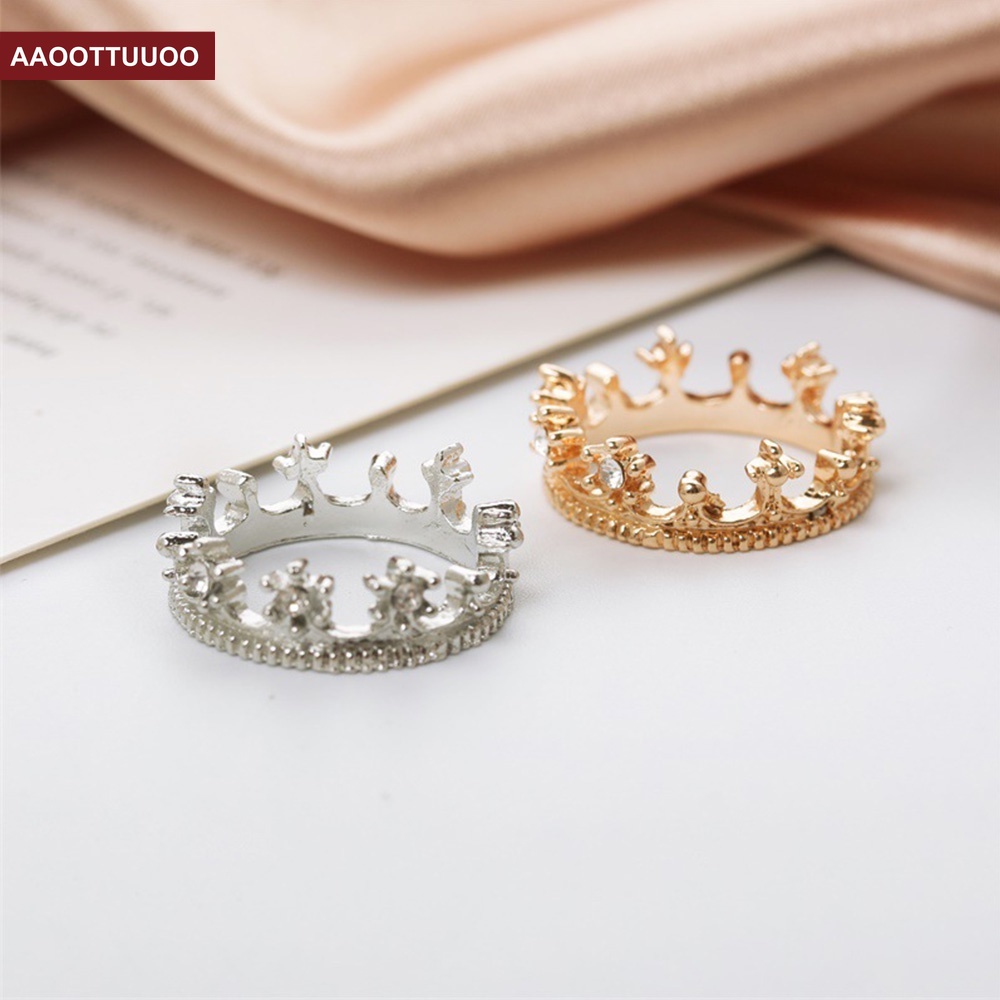 Nhẫn Hình Vương Miện Nhỏ Phong Cách Hàn Quốc Mới