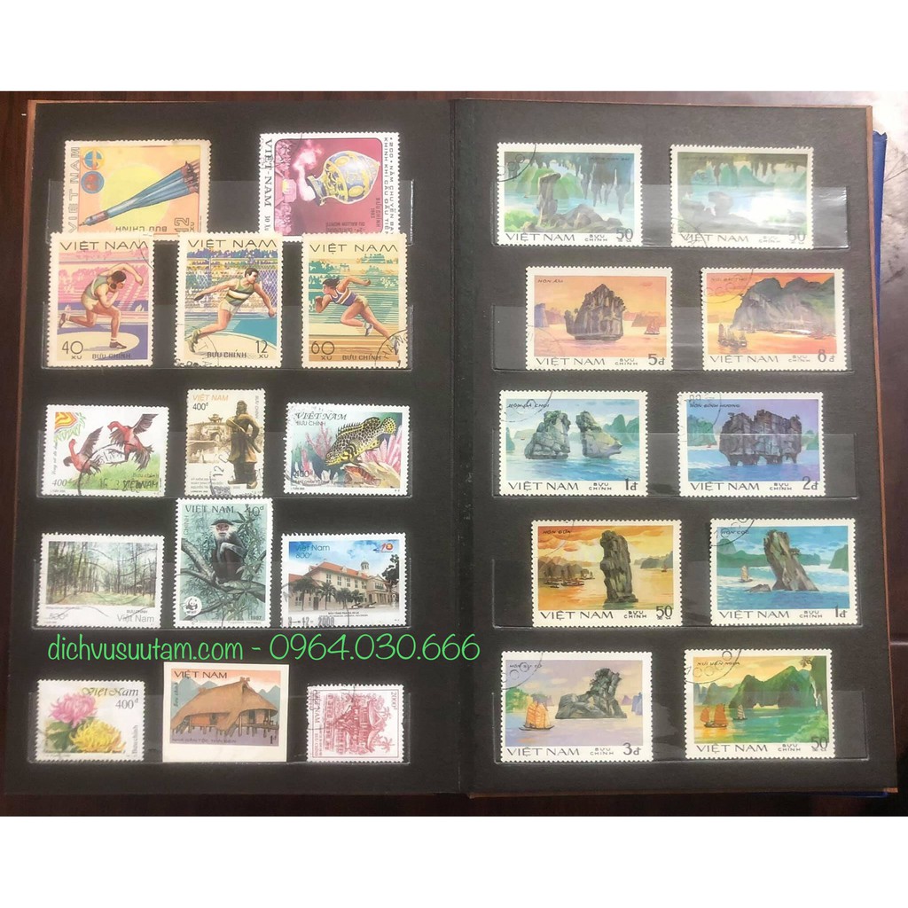 Cuồn Album Tem Việt Nam Ghép Gần 100 Con Khác Nhau Qua Các Giai Đoạn