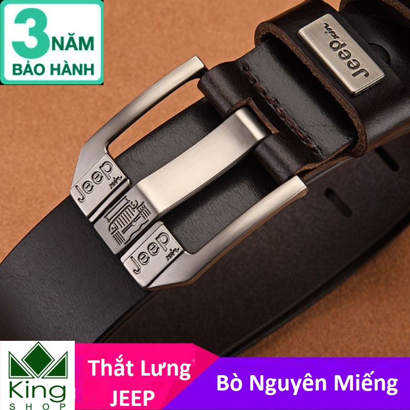 Thắt Lưng Dây Nịt Nam Da Bò Nguyên Miếng Thật 100% Khóa Kim Động Mặt JEEP (Bảo Hành 3 Năm) - Đồ da Kingshop