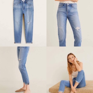 Quần bò jeans dáng slimboy dư xịn mango
