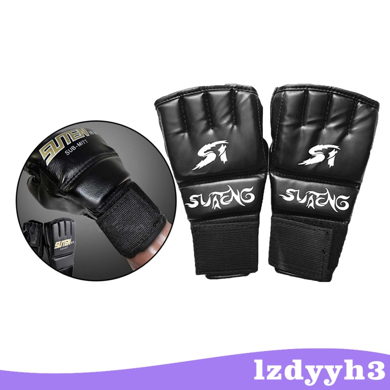 Găng tay đấm bốc nửa ngón MMA màu đen cho người lớn #1