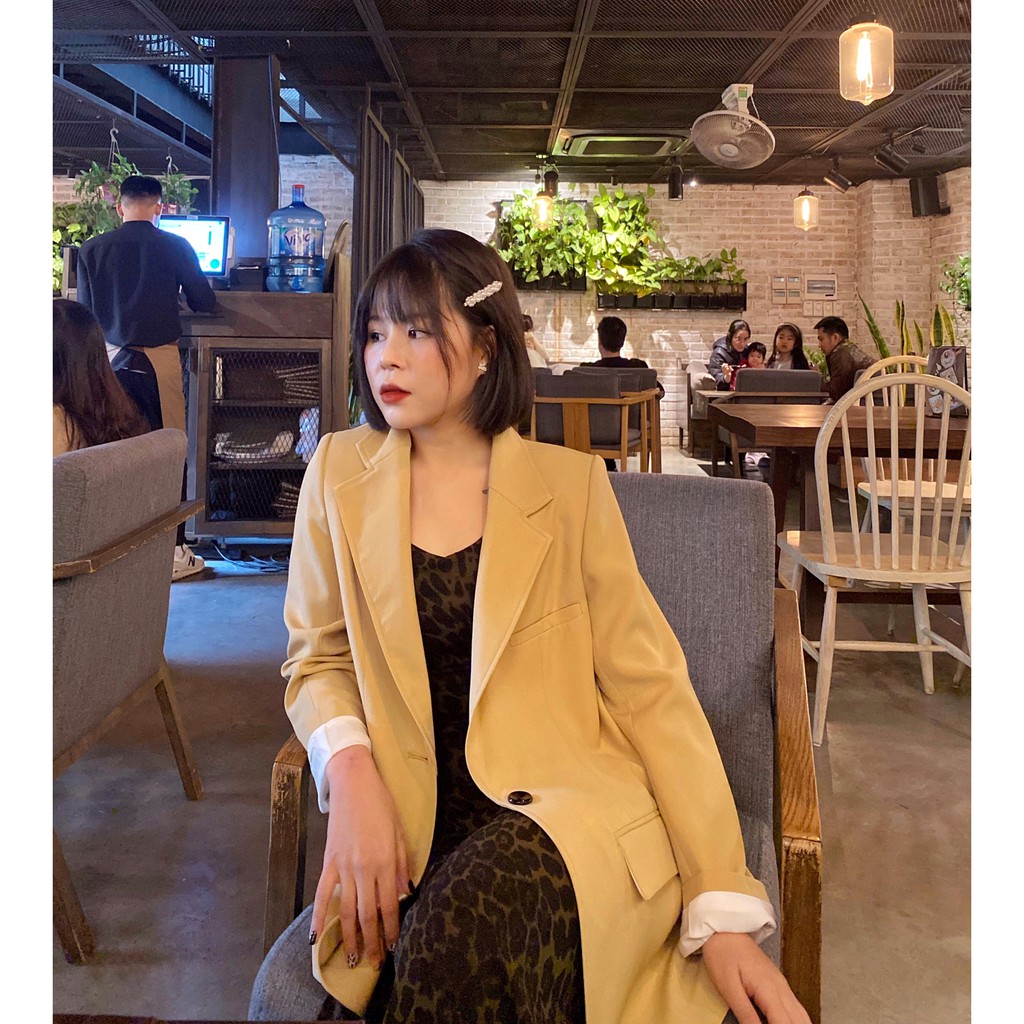 [FOUR6] Áo blazer nữ 2 lớp 1 cúc dáng suông cao cấp | BigBuy360 - bigbuy360.vn