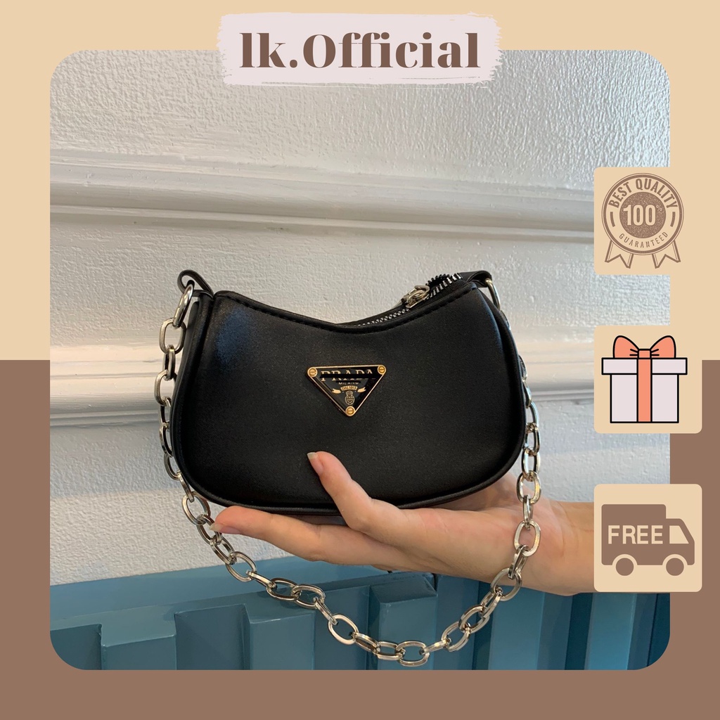 Túi xách mini đeo chéo nữ phối dây xích xách tay chất liệu dù chống thấm nước thời trang cá tính LK238