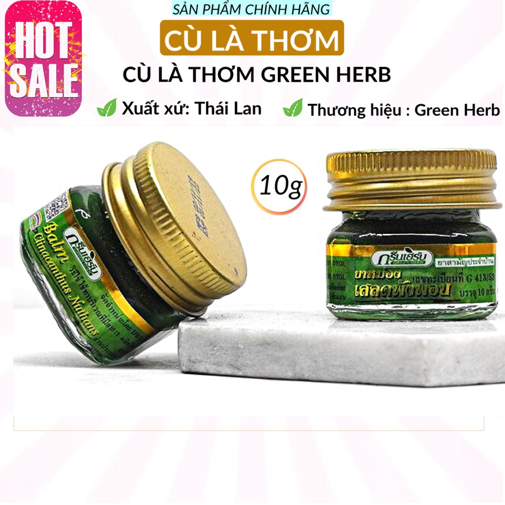 (Giá Sĩ) Cù Là Thơm Thảo Dược Green Herb 10g-Chính Hãng Thái Lan
