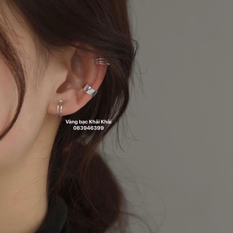 Bông tai bạc ta kẹp vành tai giành cho cả nam và nữ - Bông tai nam bạc ta - Bông tai nữ bạc ta - Vàng bạc Khải Khải
