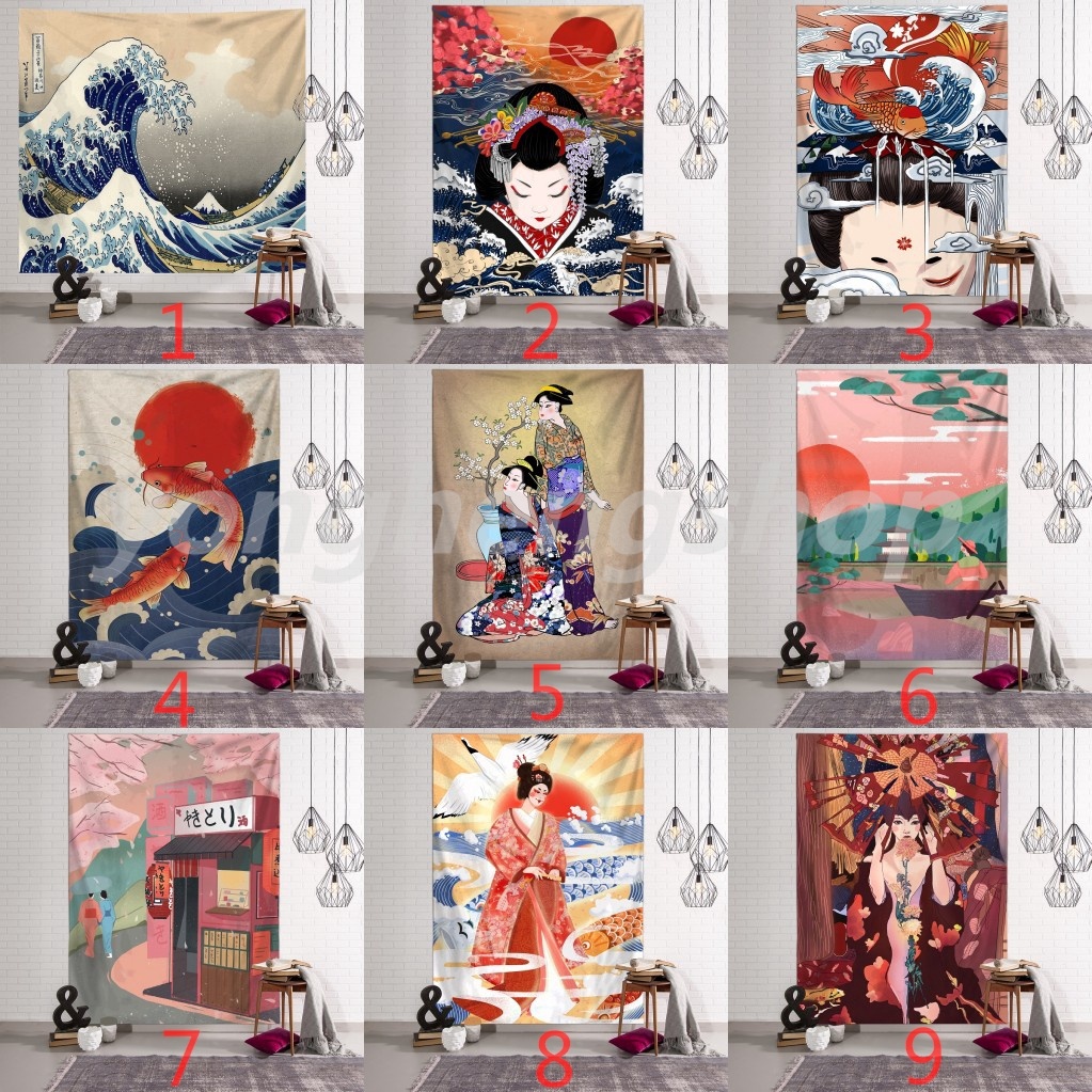 Thảm treo tường trang trí đa năng phong cách Nhật Bản