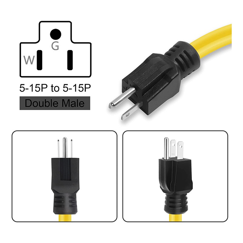 Dây Nối Dài 2Ft 3 Chấu 12AWG 125V NEMA 5-15P Sang 5-15P