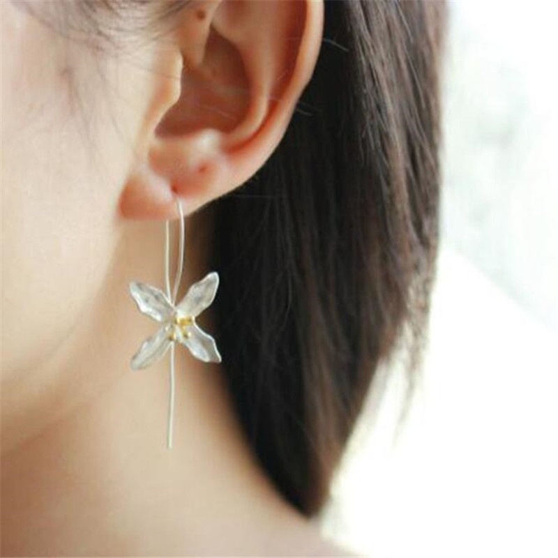 Bông Tai Mạ Vàng / Bạc 925 Họa Tiết Hoa Phong Cách Dân Tộc Thời Trang E144