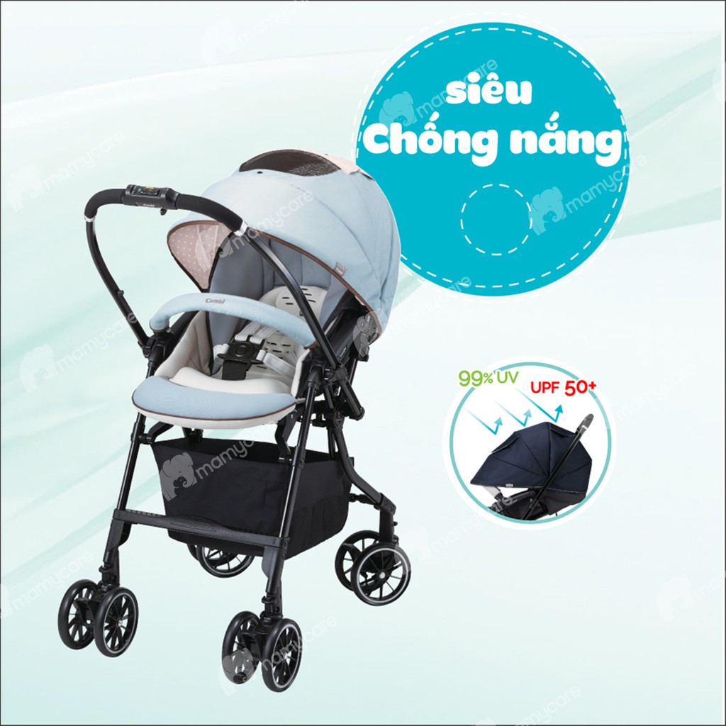 Xe đẩy Combi Umbretta 2 chiều, 3 tư thế, 4 bánh quay tự động cho bé - MAMYCARE