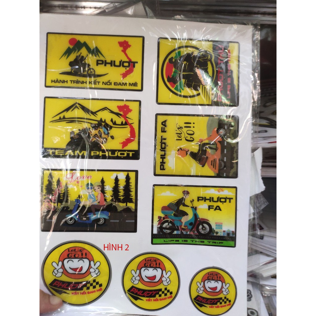 Tem Sticker đề can CÁC HÌNH chống nước , decal trang trí xe - giá cả bảng -Mẫu D5